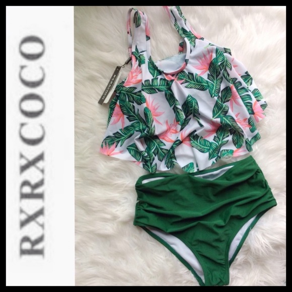 BNWT 2-Piece Flounce High Waisted Swimsuit - Picture 4 of 8